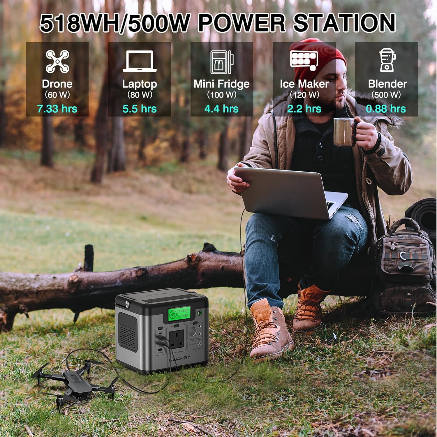 découvrez le swarey s500 pro, un générateur portable de 500w accompagné d’un panneau solaire de 100w. idéal pour le camping, les urgences et l’alimentation d’appareils électroniques où que vous soyez.