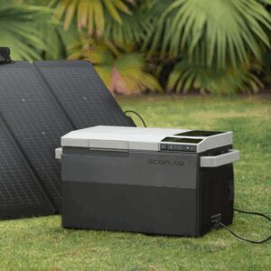 découvrez l'ecoflow glacier 45l, un réfrigérateur congélateur portable bi-zone autonome, idéal pour garder vos aliments frais et surgelés lors de vos aventures en plein air.