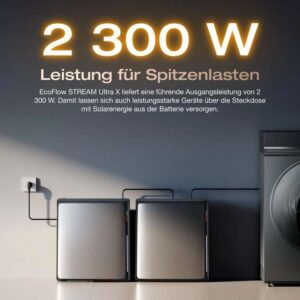 découvrez l'ef ecoflow stream ultra x : une batterie lifepo4 3,84 kwh, un onduleur 2300w, 4 panneaux solaires 520w, avec intelligence artificielle et technologie plug & play pour une énergie fiable et optimisée.